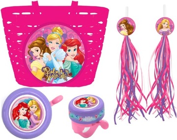 KOSZYCZEK KOSZYK DZWONEK WSTĄŻKI NA ROWER DLA DZIECI PRINCESS KSIĘŻNICZKI