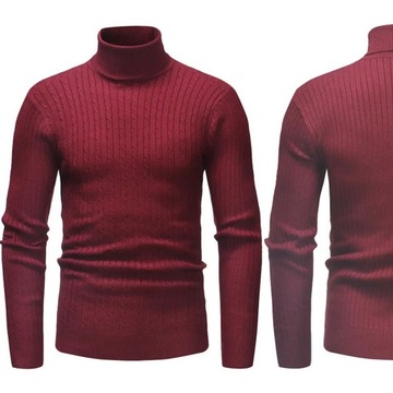 XL BLUZA SWETER MĘSKI MODNY GOLF KLASYCZNY ELEGANCKI SPORTOWY BORDOWY