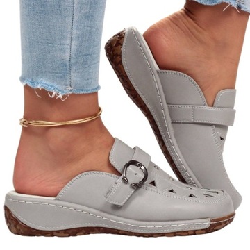 KLAPKI DAMSKIE BUTY ORTOPEDYCZNE SZYTE SKÓRA