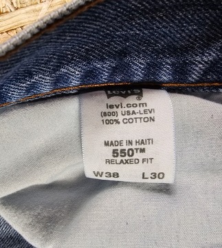 Spodnie Jeansowe LEVIS 550 Niebieskie Proste Dżins Jeans 38x30