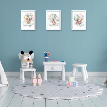 КАРТИНЫ ДЛЯ ДЕТСКИХ КОМНАТ ПОСТЕРЫ A3 ЖИВОТНЫЕ ПЛЮШЕВЫЕ МИШКИ НАБОР ПОСТЕРОВ