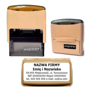Pieczątka Wagraf B4s morelowa 58x24mm do 7-8 linii tekstu + Projekt + Gumka