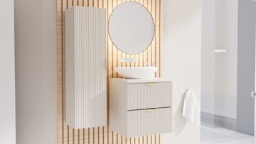 Белый столбик для ванной комнаты с рифлеными фасадами 120 см Willy