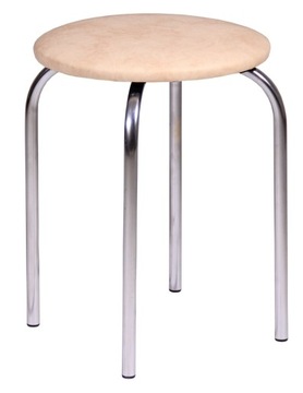 Taboret Kuchenny Beżowy Metalowe Chromowane NOGI Wysokość 45cm Furnitex