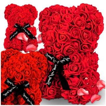 MIŚ Z PŁATKÓW RÓŻ LED POMYSŁ NA PREZENT NA DZIEŃ MAMY DLA NIEJ