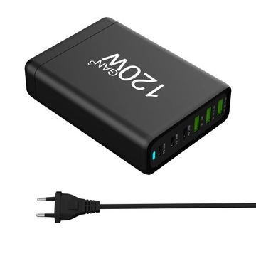 Зарядное устройство GaN мощностью 120 Вт, 200 Вт, 6 портов USB, тип C, зарядное устройство PD, быстрая зарядка 3.0 USB