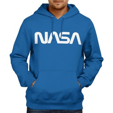 Bluza męska NASA z kapturem niebieska 3XL