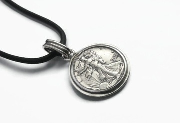 ZE SREBRA BOGINI WOLNOŚCI ORYGINALNA PÓŁDOLARÓWKA