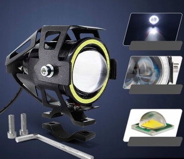 2x ГАЛОГЕННЫЕ МОТОЦИКЛОВЫЕ ЛАМПЫ, КОЛЬЦЕВЫЕ СВЕТОДИОДНЫЕ ФАРЫ