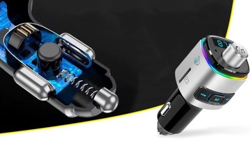 TRANSMITER BLUETOOTH FM SAMOCHODOWY SZYBKA ŁADOWARKA SAMOCHODOWA 2x USB QC