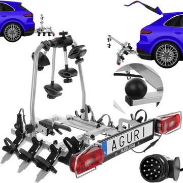 BAGAŻNIK ROWEROWY PLATFORMA NA HAK NA 4 ROWERY AGURI CRUISER ZAMYKANA UCHYŁ