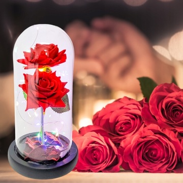 ВЕЧНЫЙ ЦВЕТОК РОЗА В СТЕКЛЕ LED СВЕТ ПОДАРОК