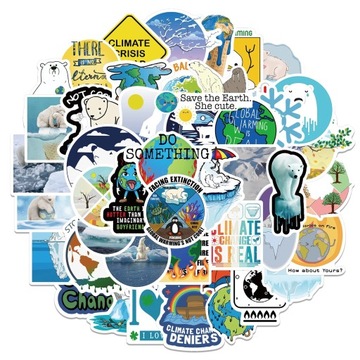 NAKLEJKI WODOODPORNE MIX GLOBAL CLIMATE 50 szt