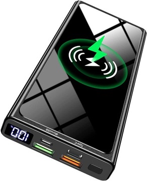 Powerbank Przenośny 4w1 INDUKCYJNY Ładowarka 20W 3.0 PD 3A LED, szybkie USB