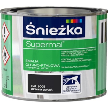 ŚNIEŻKA SUPERMAL FARBA OLEJNO-FTALOWA CZARNY 0,2L