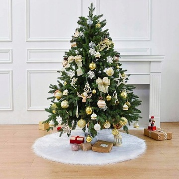 Рождественская елка Коврик Мех Белый Ковер 90см Подарки Круглый Рождество