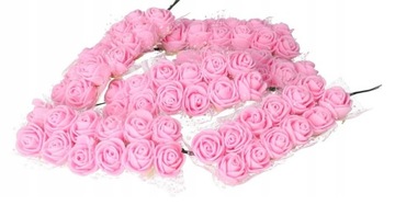 RÓŻYCZKI RÓŻE KWIATKI PIANKOWE Z TIULEM NA DRUCIKU