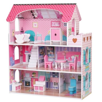 БОЛЬШАЯ ДЕРЕВЯННАЯ МЕБЕЛЬ ДЛЯ КУКОЛЬНОГО ДОМИКА + БЕСПЛАТНЫЕ КУКЛЫ