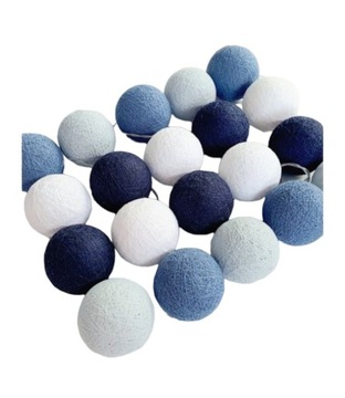 LAMPKI CHOINKOWE KULE 10 LED COTTON BALLS 1,5M NIEBIESKY COLOR