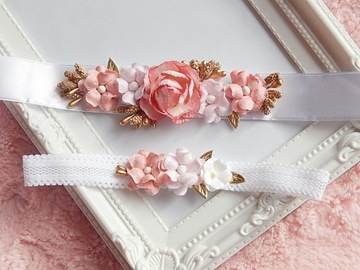 Крещенский комплект ROSE, ПОВЯЗКА НА ГОЛОВЬ и РЕМЕНЬ для платья