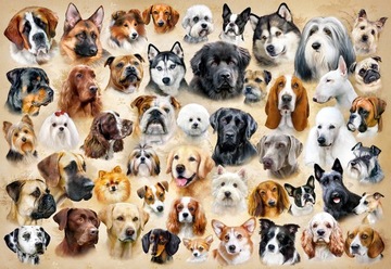 PUZZLE 1500 Collage with Dogs Psy 943