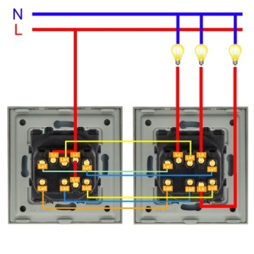 ВСТАВНОЙ МОДУЛЬ СТЕКЛЯННЫЙ ТРОЙНОЙ ЛЕСТНИЧНЫЙ ВЫКЛЮЧАТЕЛЬ СВЕТА СЕРЫЙ