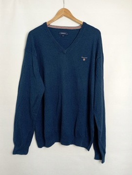 80 GANT MĘSKI SWETER COTON WOOL V-NECK 2XL