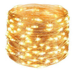 LAMPKI DRUCIKI BIAŁE CIEPŁE 100 LED 10M CHOINKOWE NA BATERIE ŚWIATEŁKA
