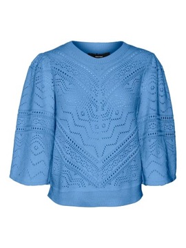 VERO MODA NIEBIESKI AŻUROWY SWETER (M)