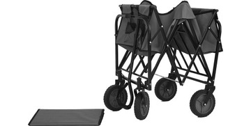 БОЛЬШАЯ складная транспортная тележка для пляжного сада СЕРАЯ с усиленным дном, 70 кг
