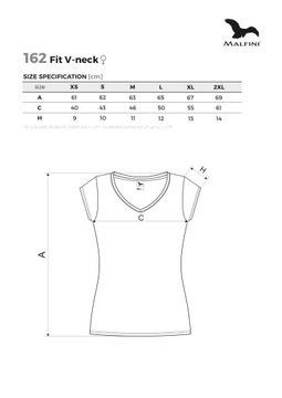 DAMSKA koszulka w serek T-SHIRT MALFINI FIT V-NECK BLUZKA roz. XL
