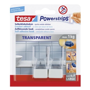 Tesa 58811 Haczyk samoprzylepny przezroczysty 2szt