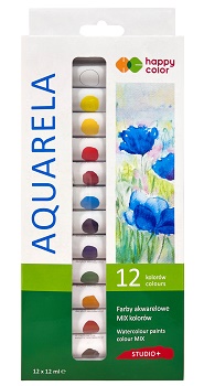 Farba akwarelowa STUDIO, zestaw 12 kolorów x 12 ml