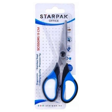 NOŻYCZKI METALOWE 15 CM Z GUMOWĄ RĄCZKĄ STARPAK
