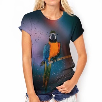 Fashion T-shirts For Women Gradient Parrot Tops Te