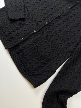 Rozpinany sweterek damski sweter kardigan czarny pleciony warkocz H&M r. S