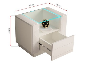 Белая глянцевая тумбочка со светодиодной подсветкой