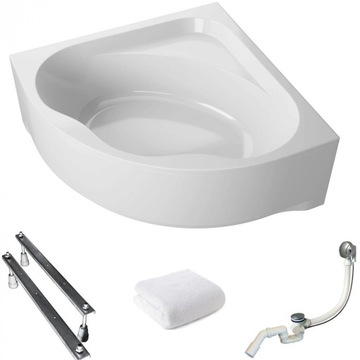 Wanna narożna z obudową Standard 150x150 Polimat gratis syfon nogi ręcznik