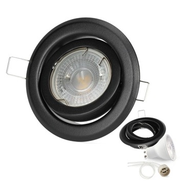 Zestaw oprawa halogenowa LUMO1 mat czarny +LED GU10 5W zimnobiała PREMIUM