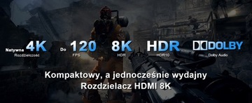 8K 120 Гц HDMI 2.1 1X4 VRR ALLM HDCP2.3 HDR10+ CEC Разветвитель SPDIF