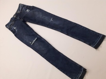 H&M jeansowe SPODNIE RURKI z dziurami MODNE biodrówki _ XS