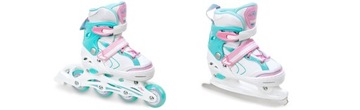 Роликовые коньки Фигурные коньки 2в1 Регулируемое колесо RAVEN Lia Mint 34-37 со светодиодной подсветкой