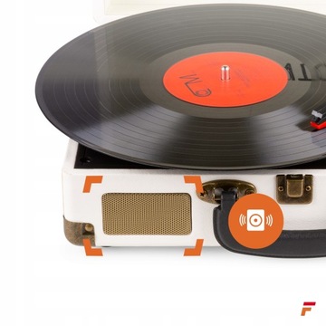 Проигрыватель с колонками в чемодане BT USB белый + Винил