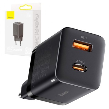 BASEUS SZYBKA ŁADOWARKA SIECIOWA USB / USB C 30W 3A UNIWERSALNA DO TELEFONU