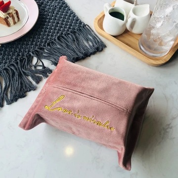 TPXCKz Tissue Box Cover Embroidery Velvet Handkerchief Box Napkin Holder