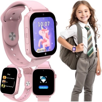 Smartwatch GPS 4G dla dziecka dziewczynki dziecięcy na kartę SIM aparat róż