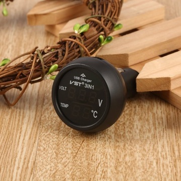 Автомобильное зарядное устройство со светодиодной подсветкой 3 в 1, вольтметр ter