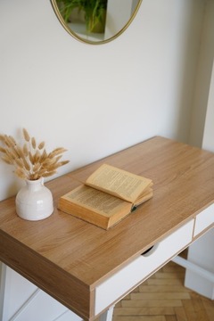 Туалетный столик письменный С БЕЛЫМИ ящиками из скандинавского дуба