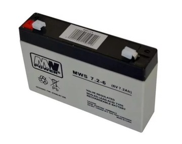 AKUMULATOR AGM UPS ALARM 7.2Ah 6V L+ MWS 7.2-6