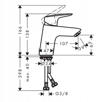 Hansgrohe стоящая батарея стоящая + Washbasin